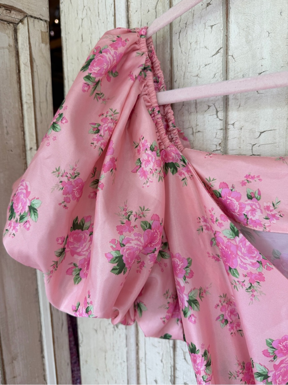 LoveShackFancy target Pink Rose Print V-Neck Dress sz 12 - Picture 3 of 5